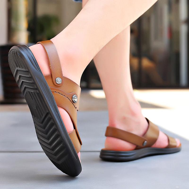 Sandales d'Extérieur en Cuir pour Homme - Zembla Confort Orthopédique