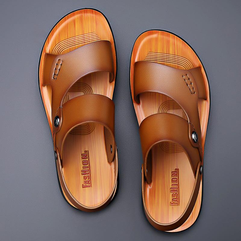 Sandales d'Extérieur en Cuir pour Homme - Zembla Confort Orthopédique
