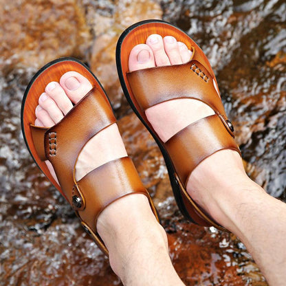 Sandales d'Extérieur en Cuir pour Homme - Zembla Confort Orthopédique