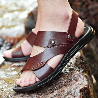 Sandales d'Extérieur en Cuir pour Homme - Zembla Confort Orthopédique