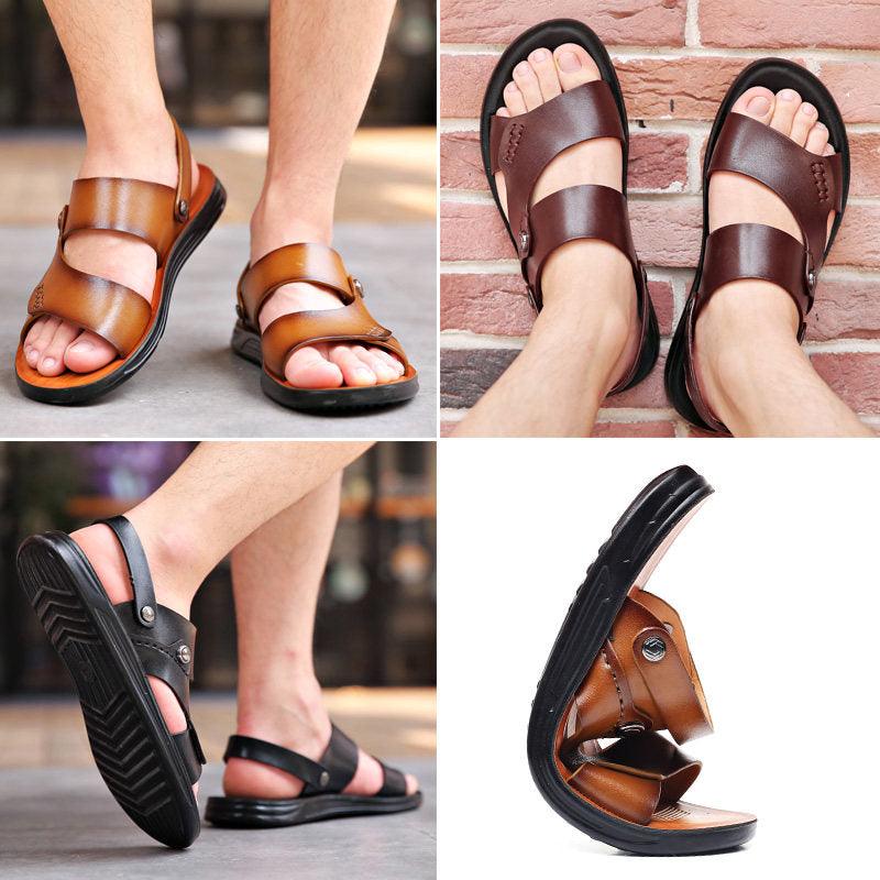 Sandales d'Extérieur en Cuir pour Homme - Zembla Confort Orthopédique