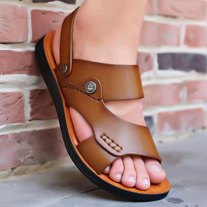 Sandales d'Extérieur en Cuir pour Homme - Zembla Confort Orthopédique