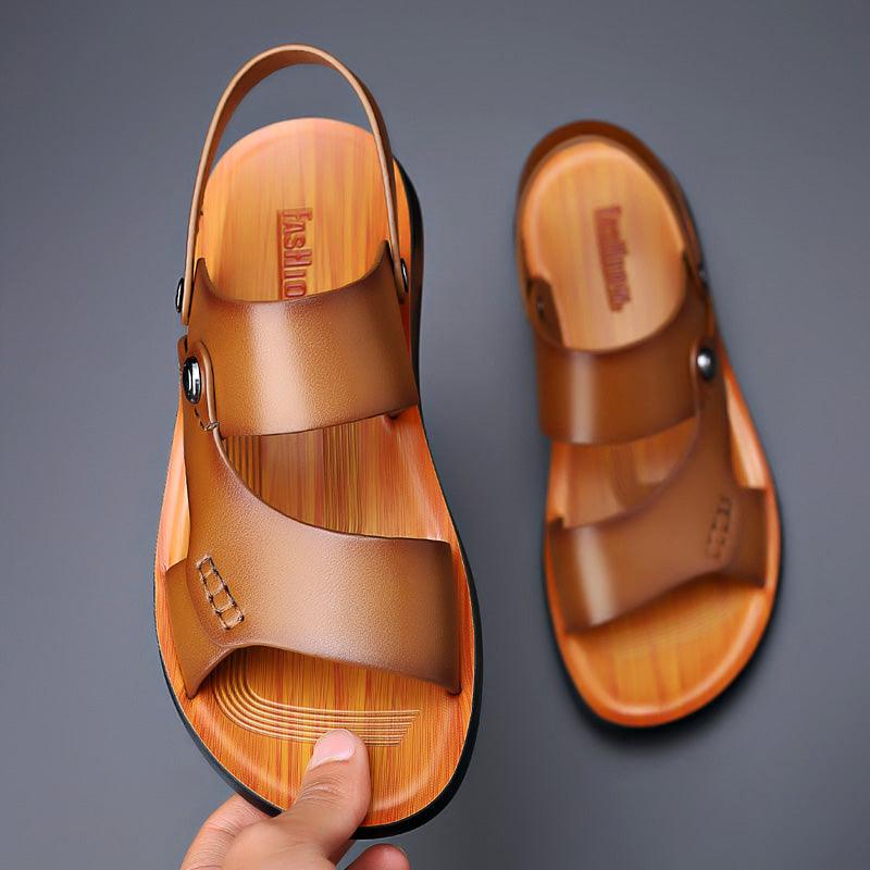Sandales d'Extérieur en Cuir pour Homme - Zembla Confort Orthopédique