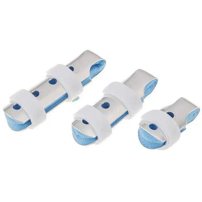 Attelle auriculaire – attelle en mesh bleu et blanc, vue de face avec détails des attaches et des perforations pour un ajustement confortable.