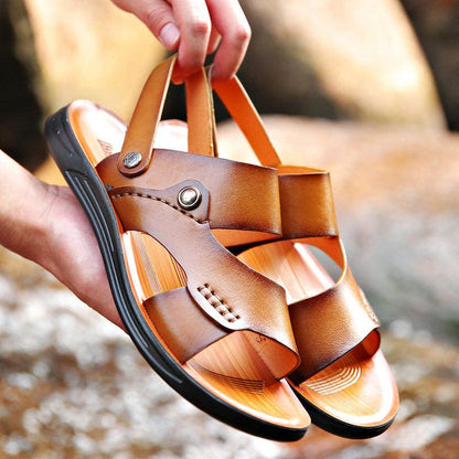 Sandales d'Extérieur en Cuir pour Homme - Zembla Confort Orthopédique