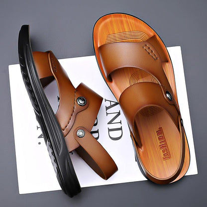 Sandales d'Extérieur en Cuir pour Homme - Zembla Confort Orthopédique