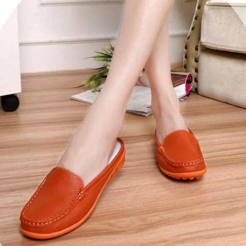 LÉA - Mocassins mules en cuir Confort Orthopédique