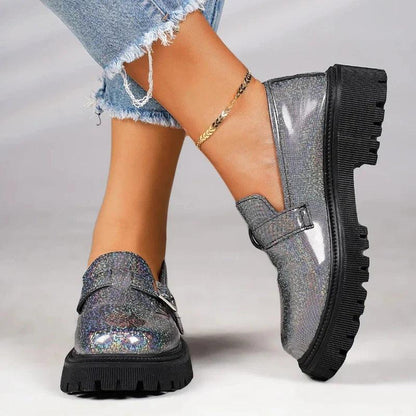 RACHEL - Mocassins brillants à talons Confort Orthopédique