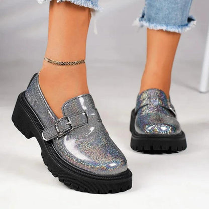 RACHEL - Mocassins brillants à talons Confort Orthopédique