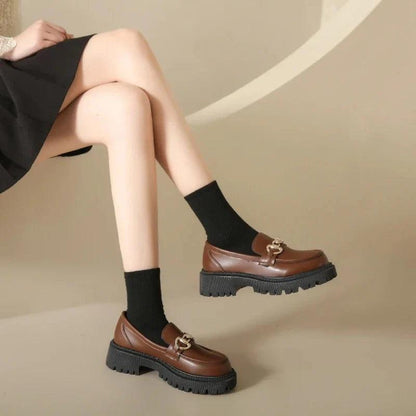 ROXANNE - Mocassins compensés en cuir à mors Confort Orthopédique