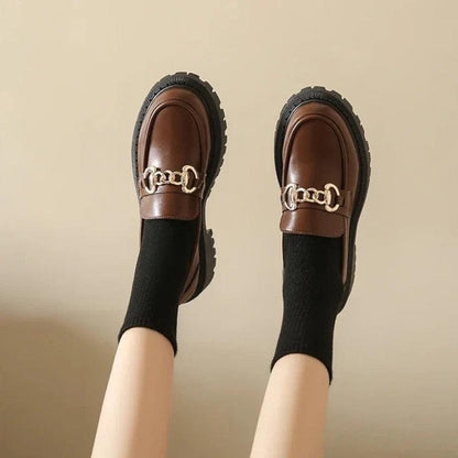ROXANNE - Mocassins compensés en cuir à mors Confort Orthopédique
