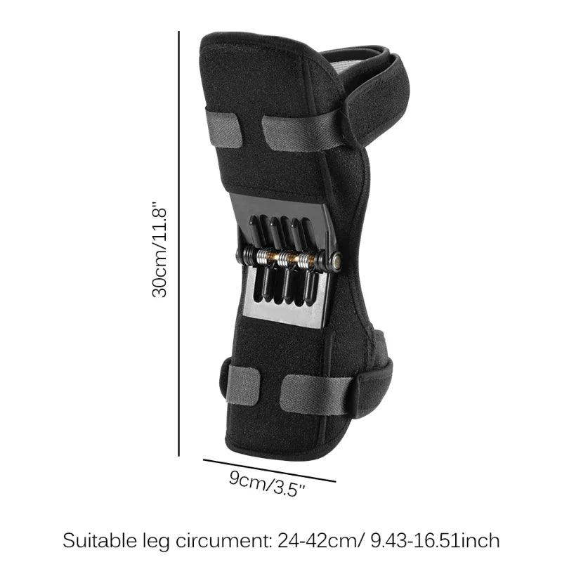 Attelle articulée du genou – vue latérale montrant le design ergonomique et les matériaux en néoprène, avec système de réglage visible.