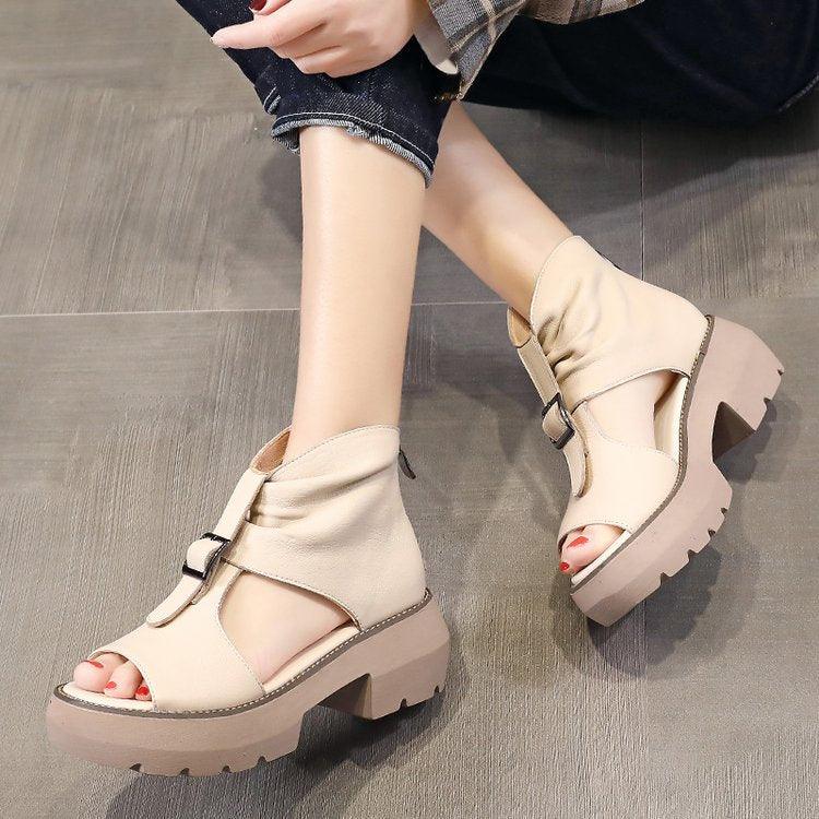 Sandales compensé en PU pour femmes - Boty Confort Orthopédique