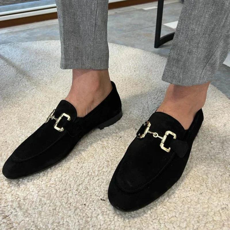 Lorenzo - Mocassins en daim avec boucle en métal Confort Orthopédique