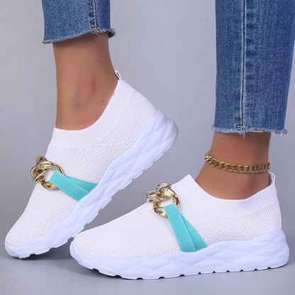 Chaussures orthopédiques décontractées sans lacet blanc pour femmes - Lucya Confort Orthopédique