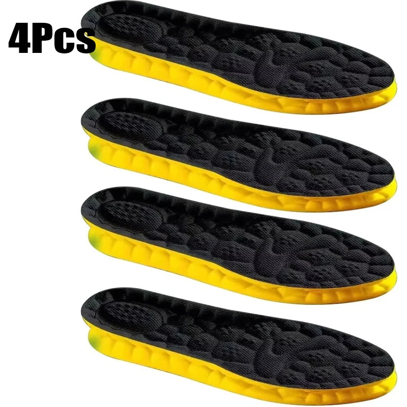 Collection Mode - Semelles orthopédiques respirantes avec absorption des - semelles noires avec semelle extérieure jaune et texture alvéolée