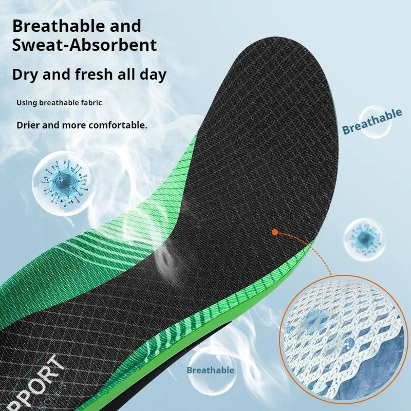 Collection Mode - Semelles orthopédiques confortables avec soutien de la – semelle noire avec motif en relief, accents verts et tissu respirant