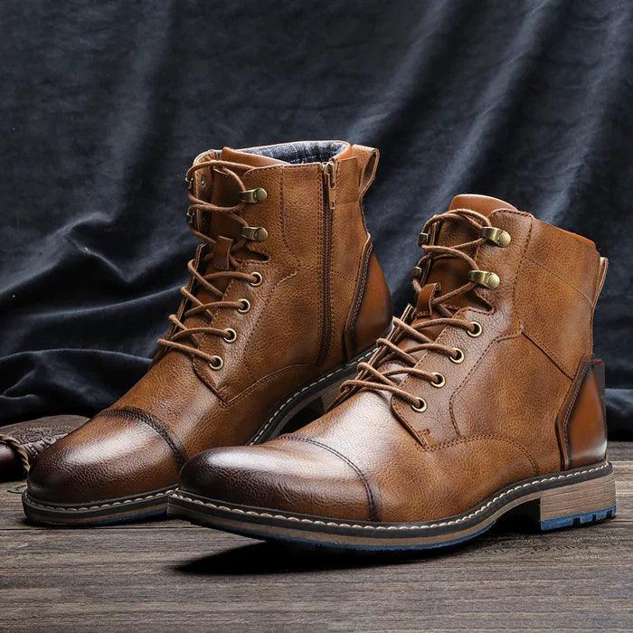 Fred - Mocassins Orthopédique Homme rétro en cuir à lacets - Confort Orthopédique