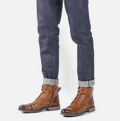Fred - Mocassins Orthopédique Homme rétro en cuir à lacets - Confort Orthopédique