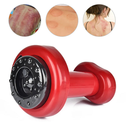 Appareil de massage à ventouse rouge – vue générale mettant en avant le design ergonomique et les ventouses sur la partie supérieure