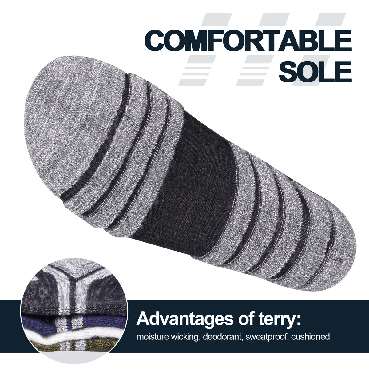 Chaussette chaussure de sécurité - Chaussettes de randonnée en coton - 5 Paires Noir / XXL EU(44-46)