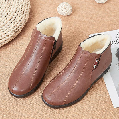 Bottes de neige vintage en cuir pour femmes Confort Orthopédique