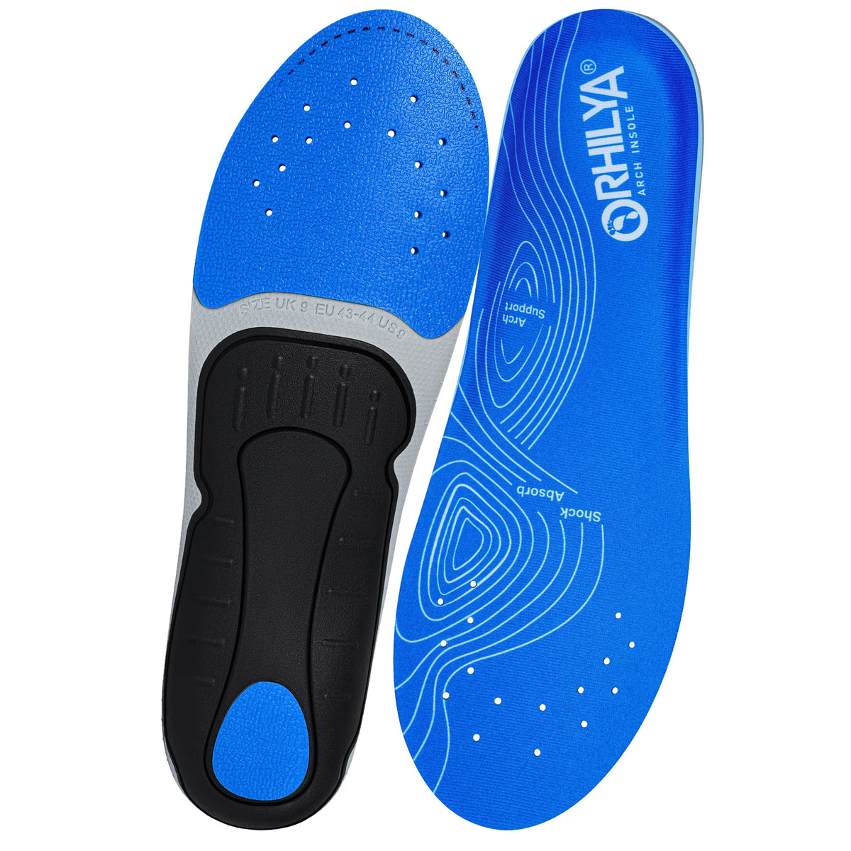 Collection Mode - Semelles orthopédiques pour soutien plantaire - Semelles bleu et noir avec perforations pour ventilation