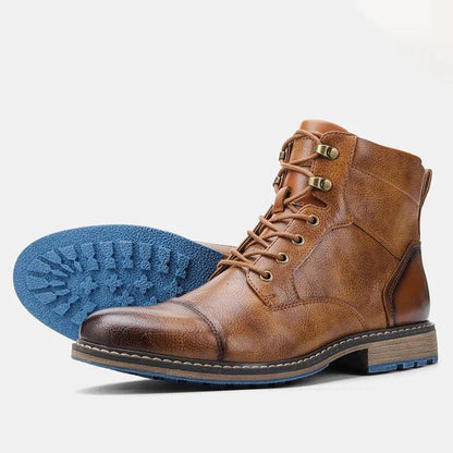 Fred - Mocassins Orthopédique Homme rétro en cuir à lacets - Confort Orthopédique