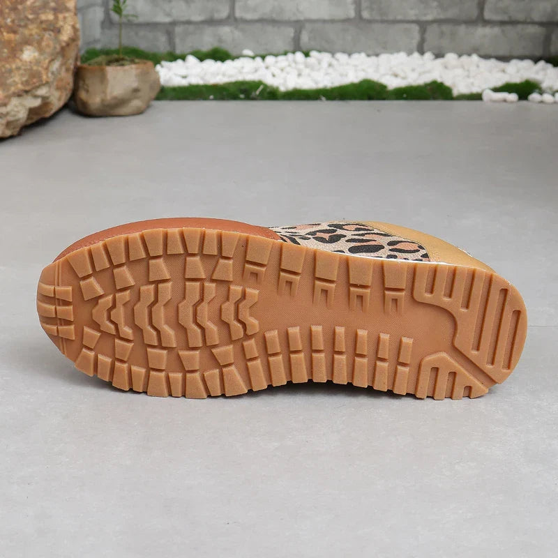 JÉNÉVIEVE™ | Baskets jogging imprimé léopard - Confort Orthopédique