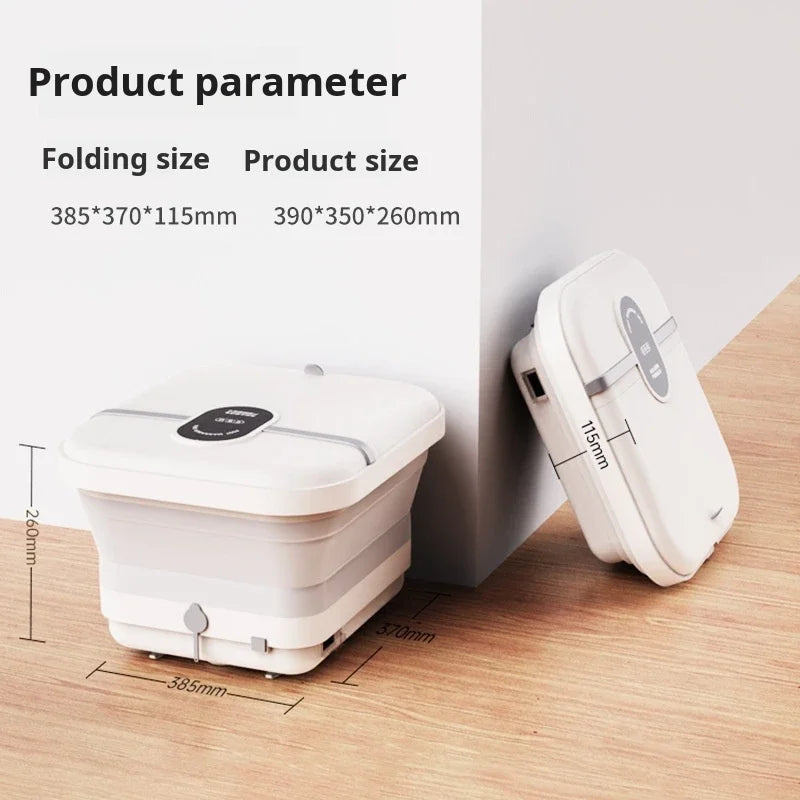 Bain de pied - Bassin pliable électrique avec massage et chauffage – vue du produit en position pliée, montrant ses dimensions compactes