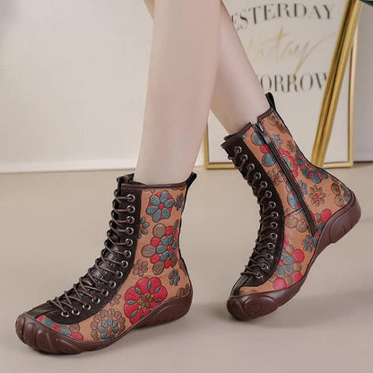 Bottes vintage Style Hippie Florale Confort Orthopédique