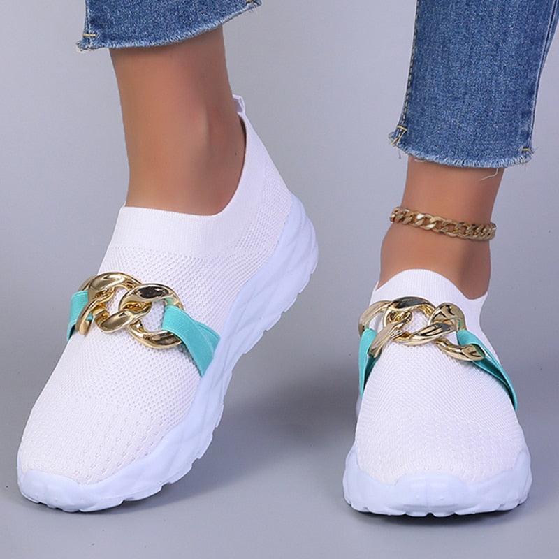 Chaussures orthopédiques décontractées sans lacet blanc pour femmes - Lucya Confort Orthopédique