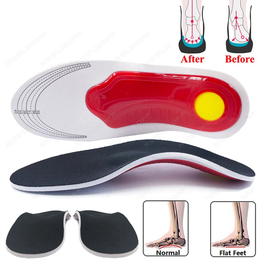 Collection Mode - Semelles orthopédiques confort pour pieds plats - Semelles noires avec support de voûte plantaire rouge et courbure ergonomique