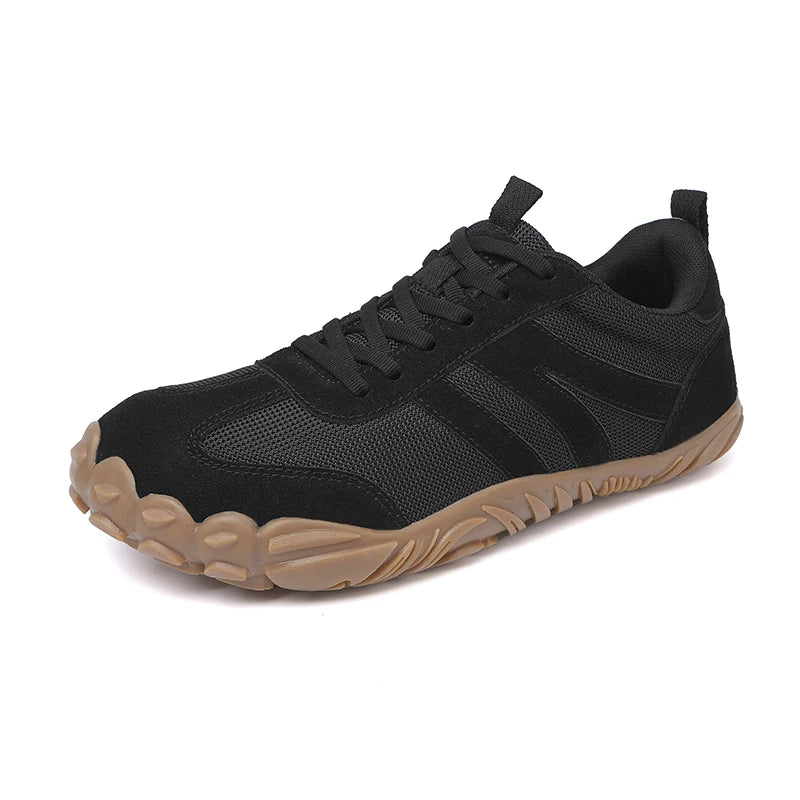 Basket orthopédique femme - Chaussures légères en mesh noir avec semelle antidérapante et détails en caoutchouc clair