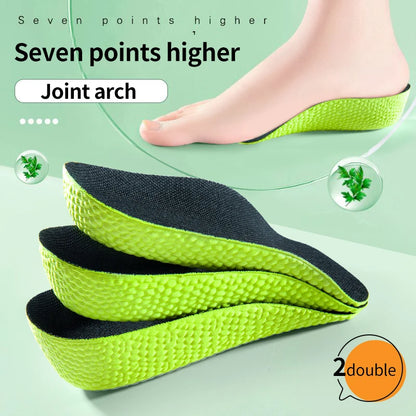 Collection Mode - Semelles orthopédiques en mousse à mémoire pour soutien – vue latérale montrant la texture noire et la couleur verte des semelles