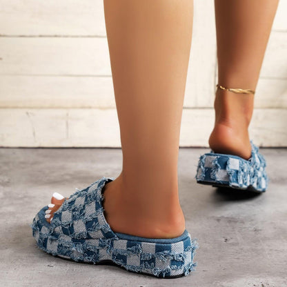 Sandales en Denim épaisses pour femmes - Carryz Confort Orthopédique