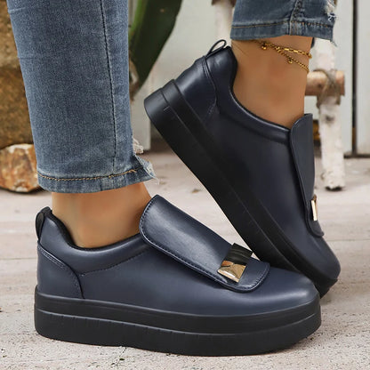 Basket orthopédique femme - Sneakers légères en cuir PU à enfiler – vue produit 3