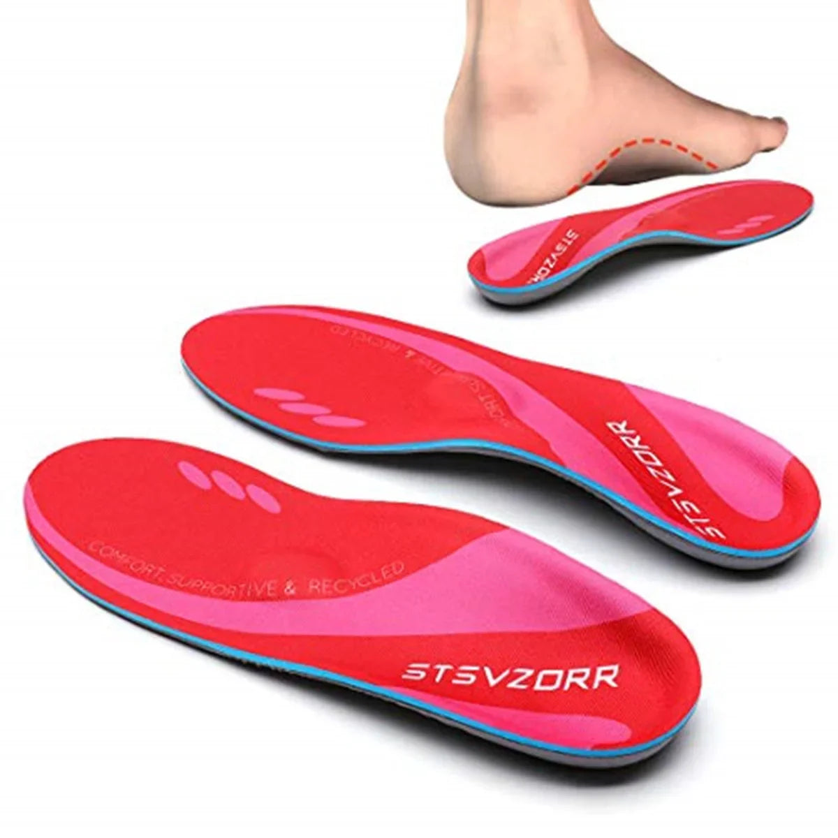 Collection Mode - Semelles orthopédiques pour soulagement de la fasciite – semelles rouges avec design ergonomique et soutien de la voûte plantaire