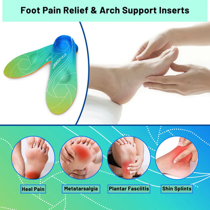 Semelles orthopédiques pour soulager la fasciite – vue générale avec design coloré et confort ergonomique, utilisées sous un pied en position de repos