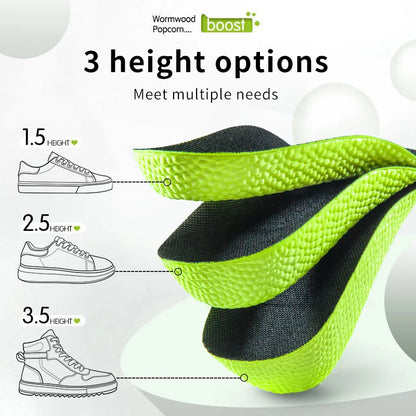 Collection Mode - Semelles orthopédiques en mousse à mémoire pour soutien – vue de détail montrant trois épaisseurs avec texture verte et noire