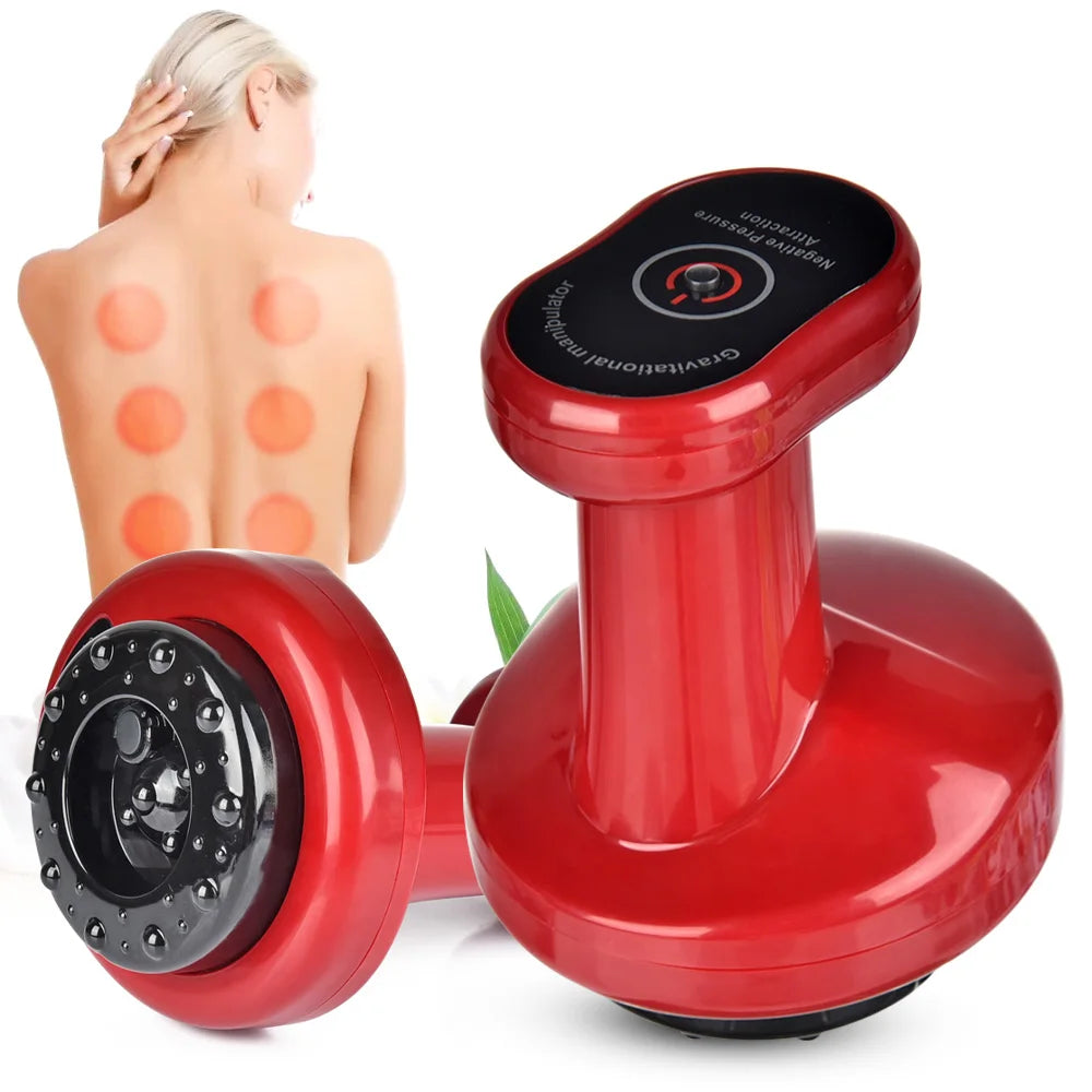 Appareil de massage à ventouse rouge – vue générale mettant en avant son design ergonomique et sa couleur éclatante