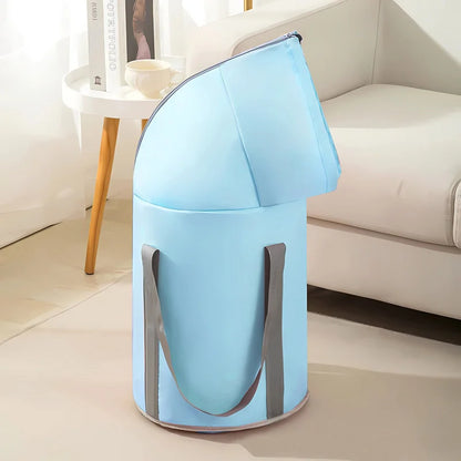 Bain de pied - Bassin portable avec fonction d'isolation pliable – angle de vue montrant le design compact et les poignées de transport