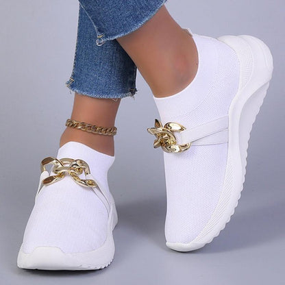 Chaussures orthopédiques décontractées sans lacet blanc pour femmes - Lucya Confort Orthopédique