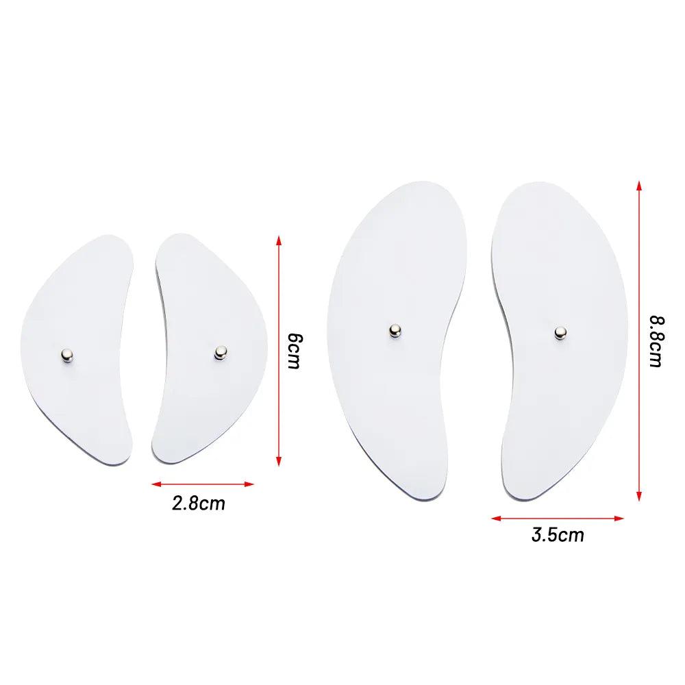 Appareil de massage facial anti-déformable – vue des accessoires en silicone avec dimensions indiquées