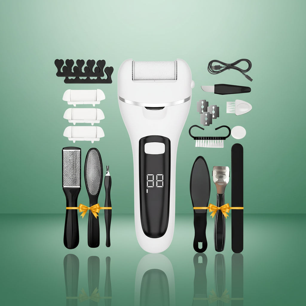 Râpe à pied électrique - Kit rechargeable pour soins des pieds - Blanc