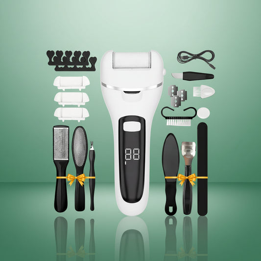 Râpe à pied électrique - Kit rechargeable pour soins des pieds - Blanc