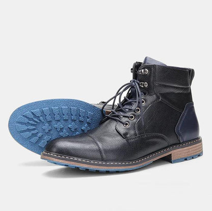 Fred - Mocassins Orthopédique Homme rétro en cuir à lacets - Confort Orthopédique