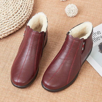 Bottes de neige vintage en cuir pour femmes Confort Orthopédique