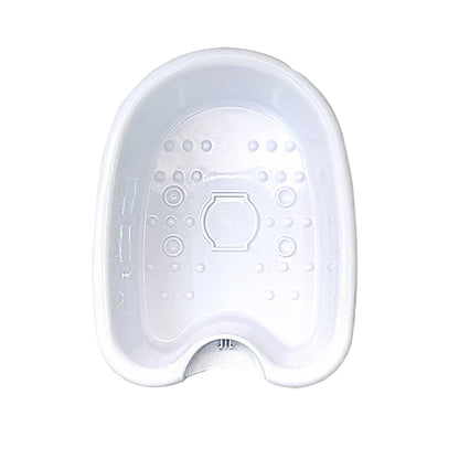 Bain de pied - Spa relaxant avec vibrations et ionisation – vue de dessus du bac blanc avec jets d'eau et texture antidérapante