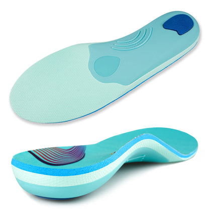 Collection Mode - Semelles orthopédiques pour soutien plantaire et confort – Semelles bleu clair avec texture antidérapante et contour ergonomique